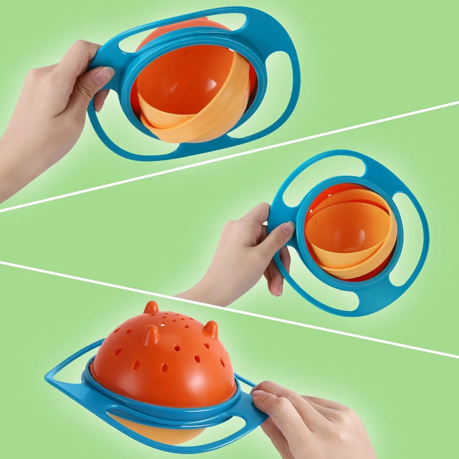 1pcs Multicolor Gyro Bowl 360 Rotate Baby Spill-Proof Feeding Cute Baby Gyro Bowl Universal Food-grade PP Dishes New Tableware