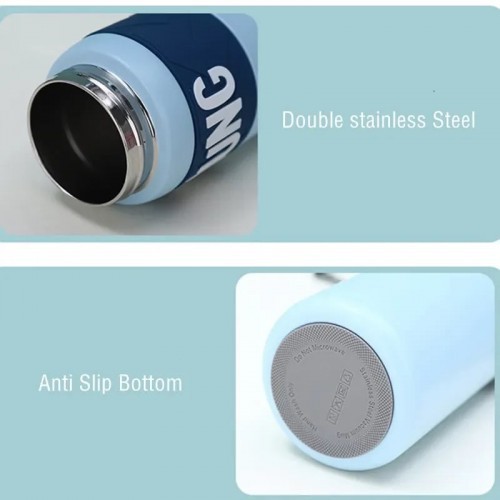 650ml Fashion Stainless Steel Sport Thermal Flask With Straw Leak-Proof Thermal Bottle With Handle Tumbler