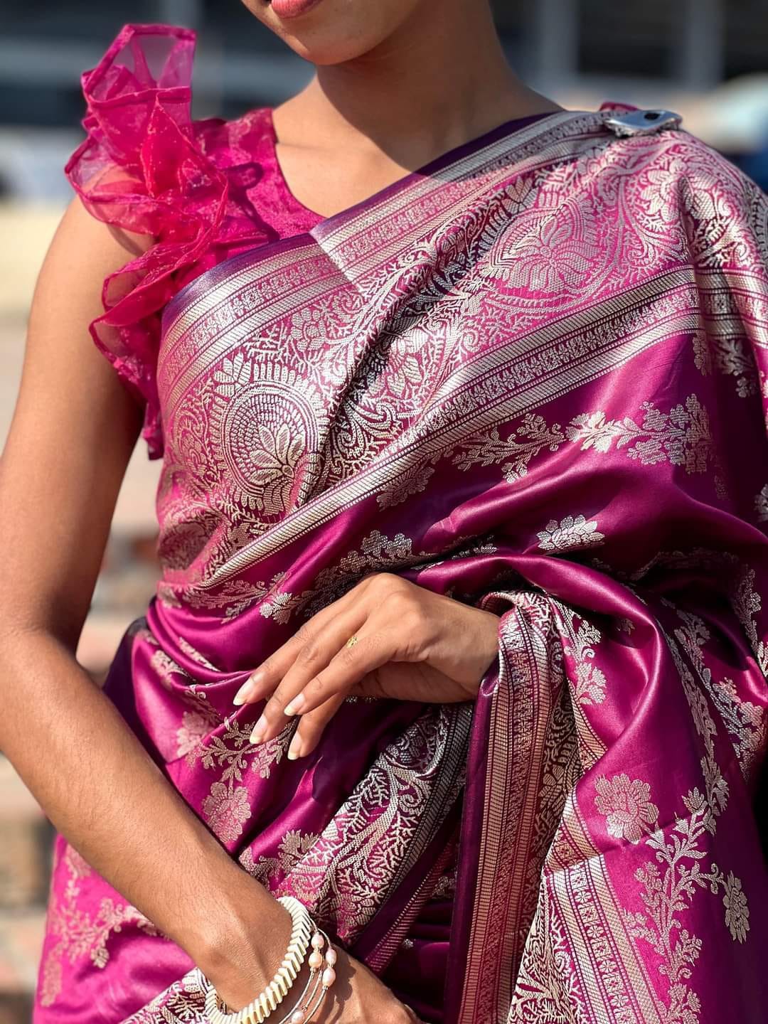 Indian soft katan saree For Women