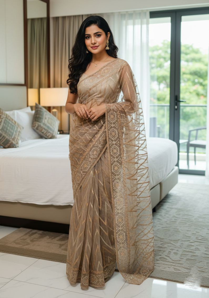 Georgette Organza Saree Exclusive Festival Look