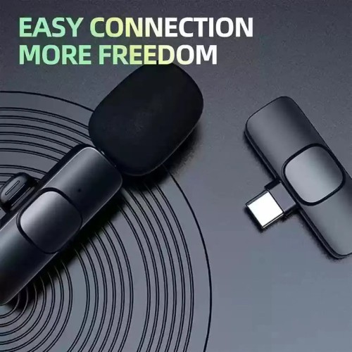 K8 Collar Wireless Microphone for Type C Mobiles / K8 Wireless Lavalier Microphone Type C Supported (Single Mic & Single Type C Receiver)