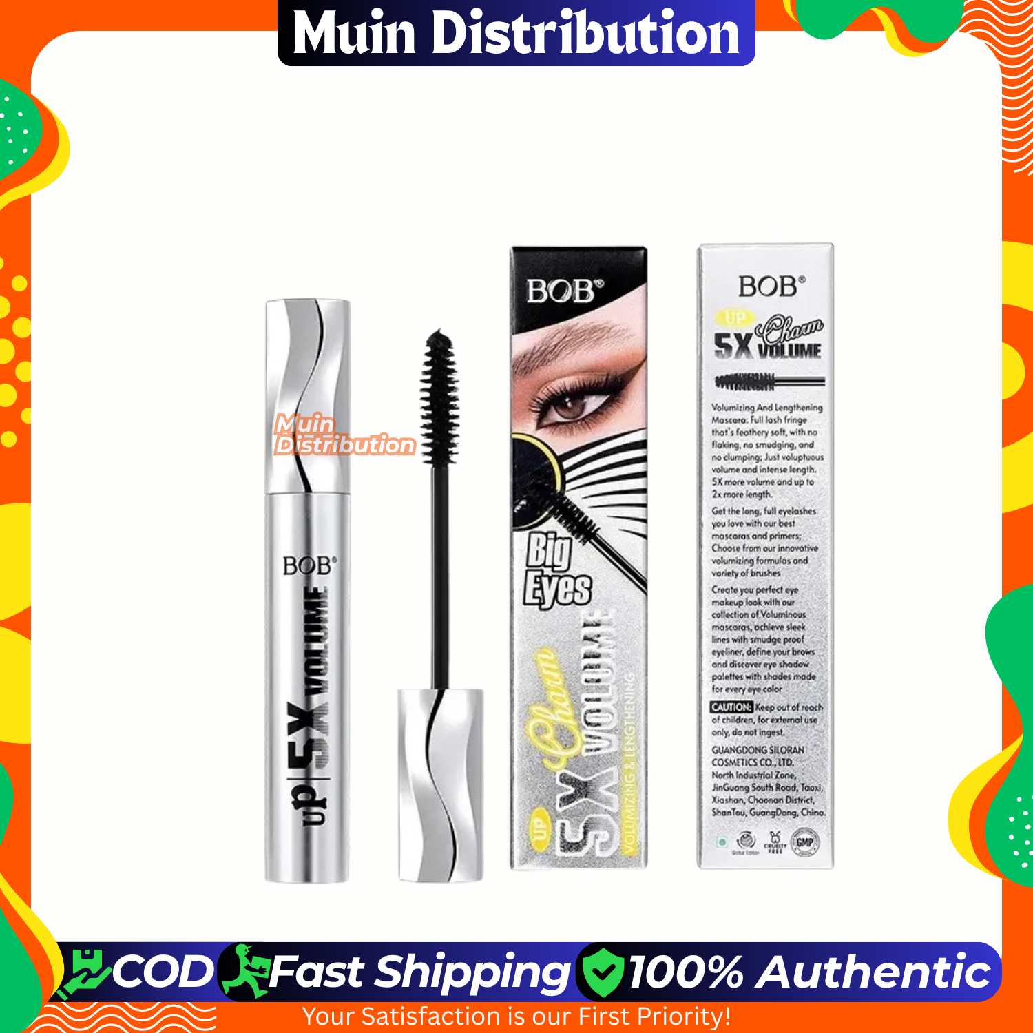 BOB 5X Volumizing and Lenghthening Big Eyes Volume Black Mascara 6.5g