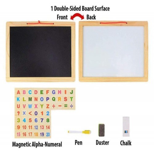 Wooden Frame Double Sided Magnetic Whiteboard 10X8 IN