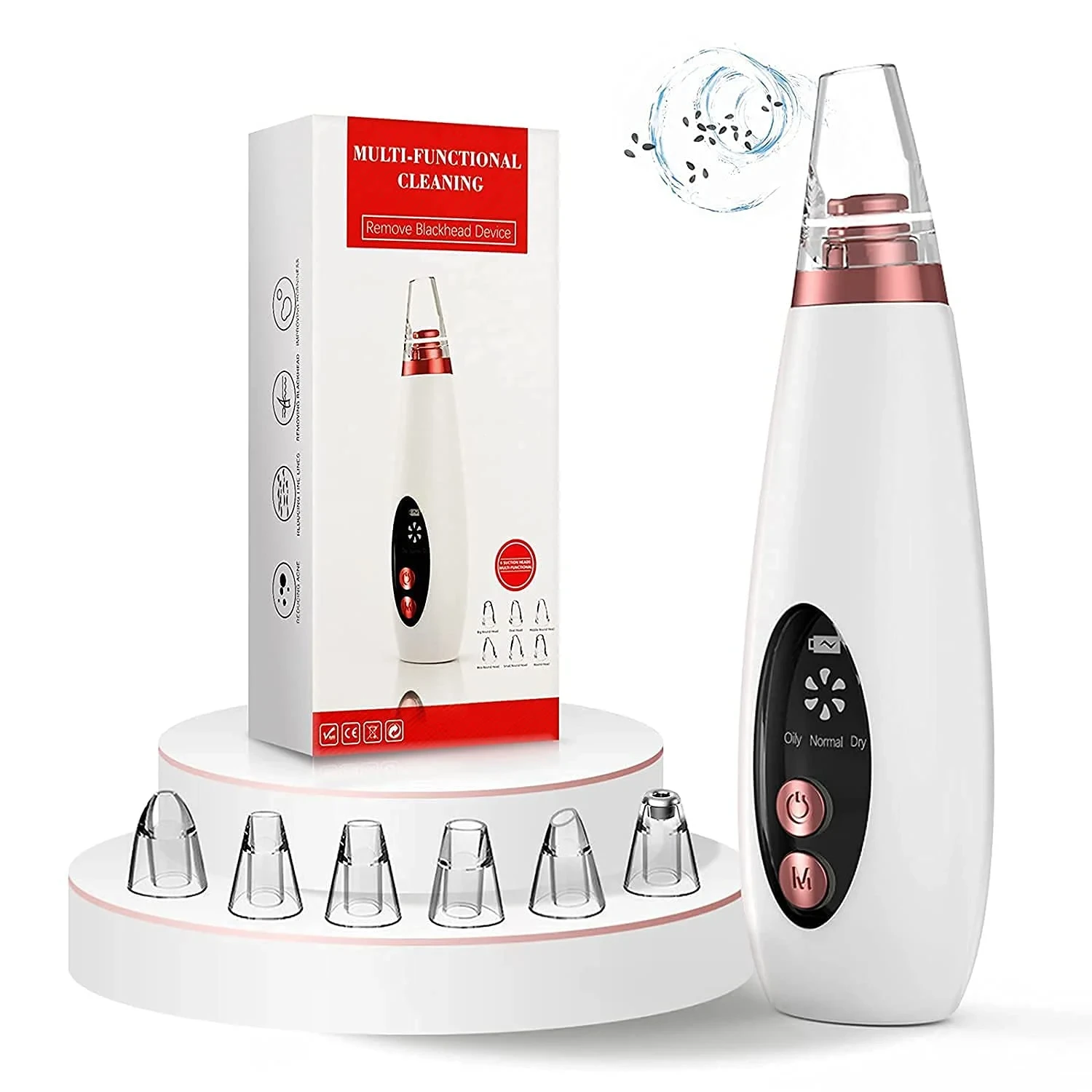1 Set Multi Functional Cleaning Remove Blackhead Device With Pore & Pimples Cleaner Upgraded Chargeable Vacuum Machine | With 3 Levels Adjustable Mode With 6 Changeable Functional Heads (Standard)