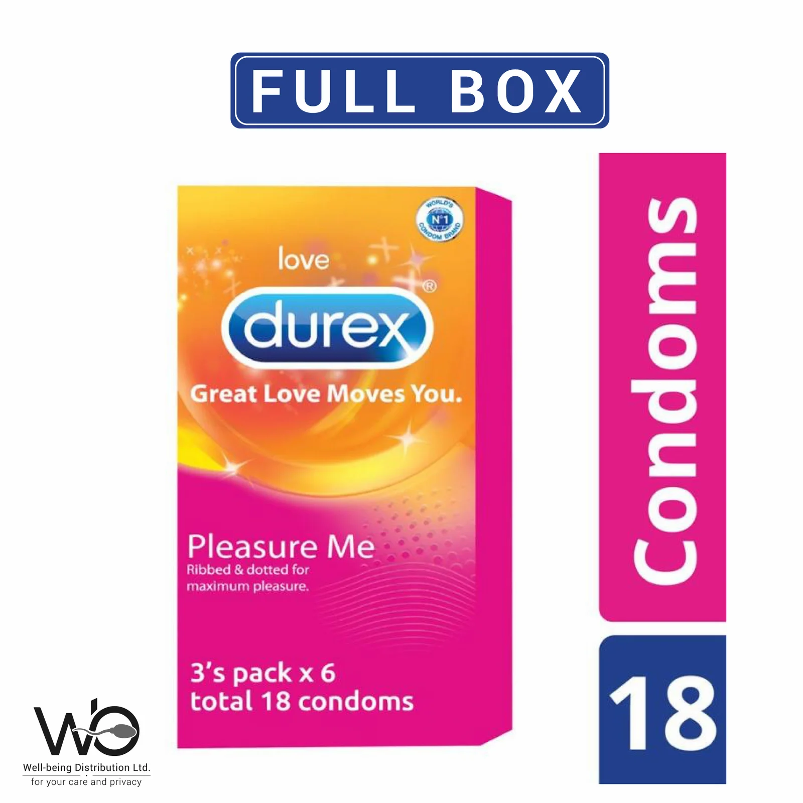 Durex Pleasure Me Condom Full Box – 18pcs Condoms