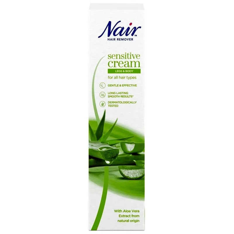 Nair Hair Removal Sensitive Cream 100ml For Legs & Body with Aloe Vera & Argan Oil