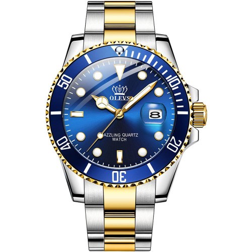 OLEVS Two-Tone Watch With a Blue Dial, (G5885)
