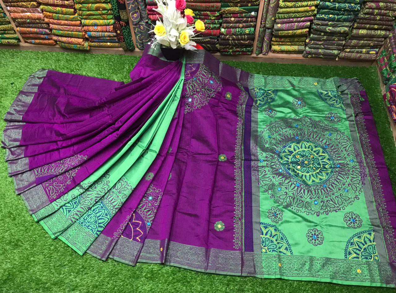 Embroidered Dupion Silk Saree