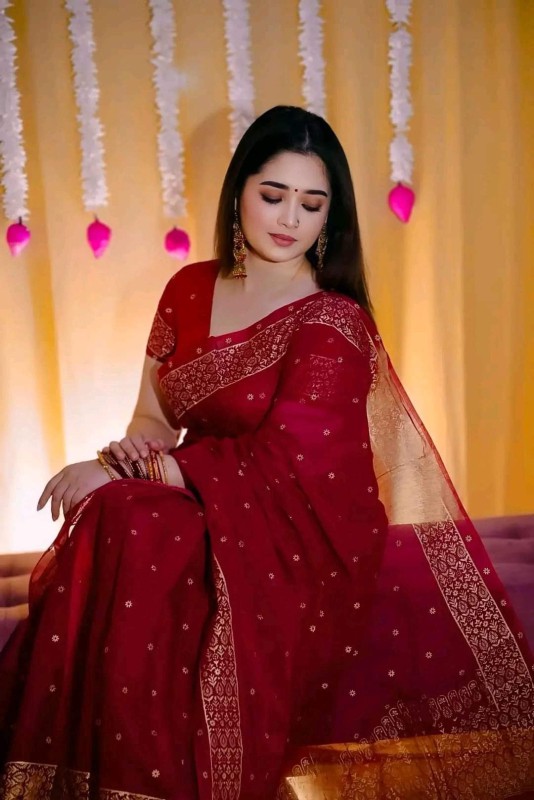 Half Silk Glitter Work Afsan Print Saree With Blouse Piece