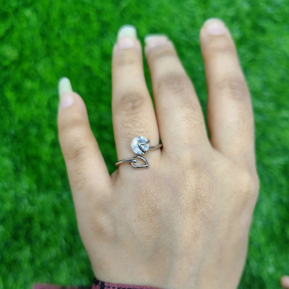 Spinning Heartstone Adjustable Ring