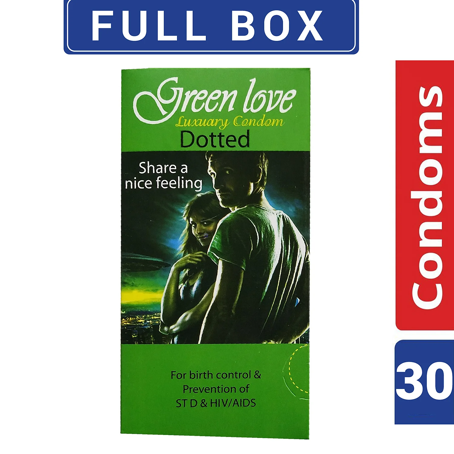 GreenLove Luxury Dotted Condom For Men | Full Box- 30 Pcs