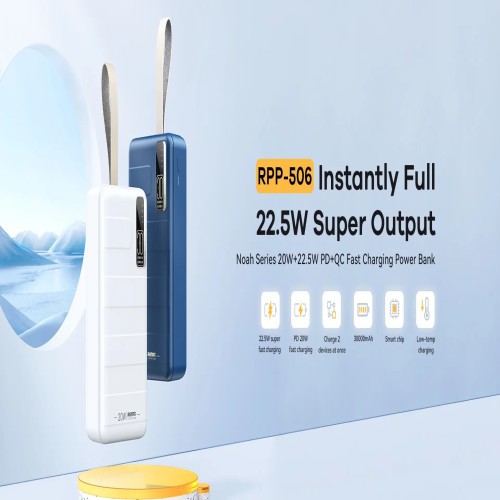 Remax RPP-506 30000mAh Noah Series PD20W+QC22.5W Fast charging Power bank