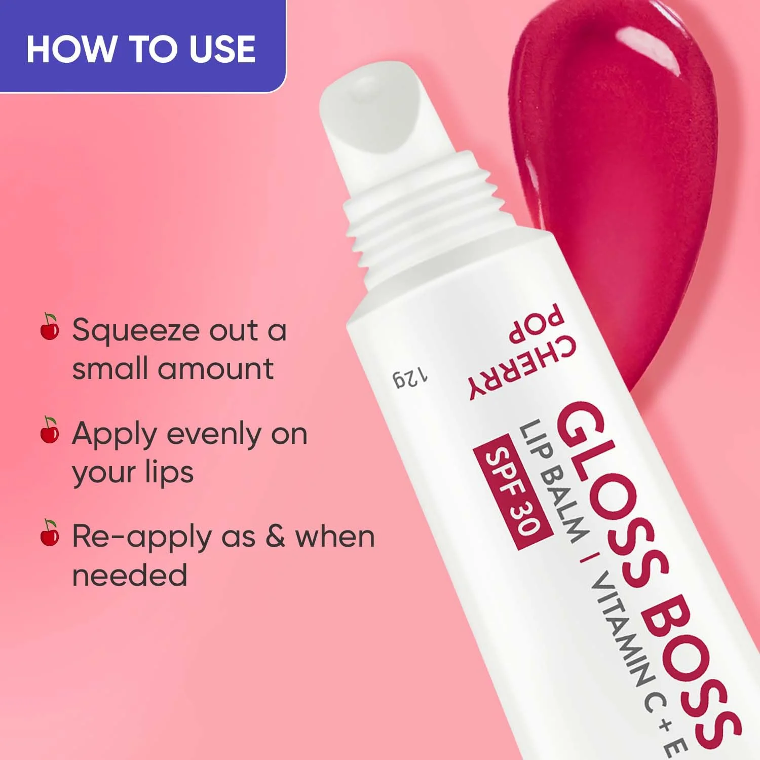 Dot & Key Cherry Pop Lip Balm Spf30 12gm | Gloss Boss Vitamin C+E | India