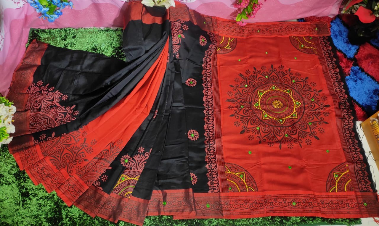 Embroidered Dupion Silk Saree