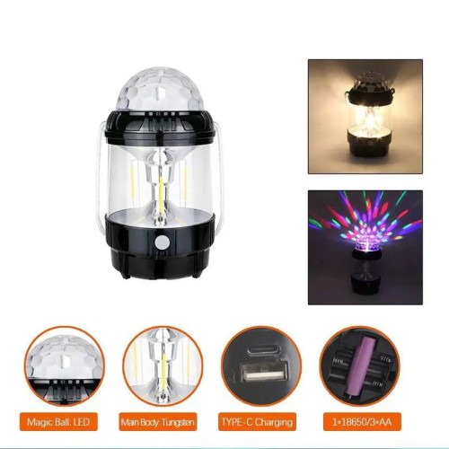 Rechargeable 2-in-1 Outdoor Camping Lamp & Disco/Fancy Light Stage Light with USB Cable (Random color)