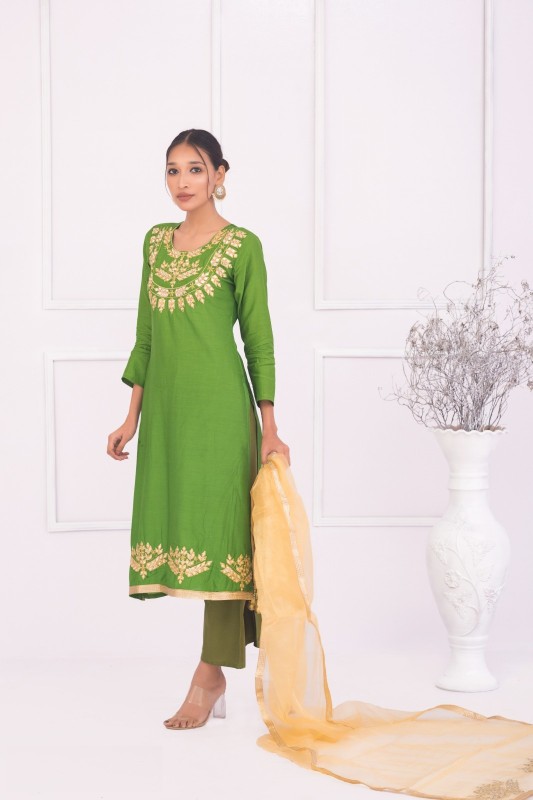 Dollar and Embroidery Work Three Piece For Women