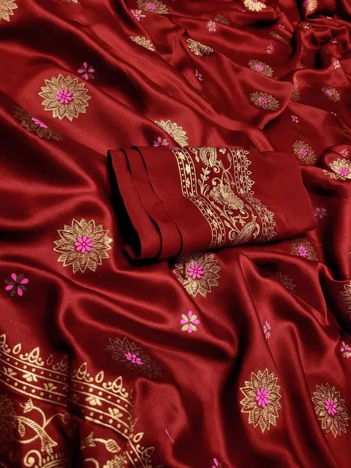 Japani Silk Skin Print Traditional Saree Set
