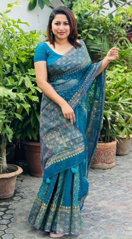 Glamour Touch Semi Moslin Saree