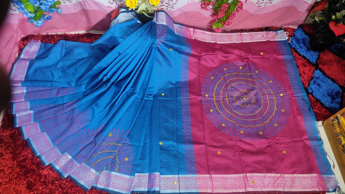 Embroidered Dupion Silk Saree