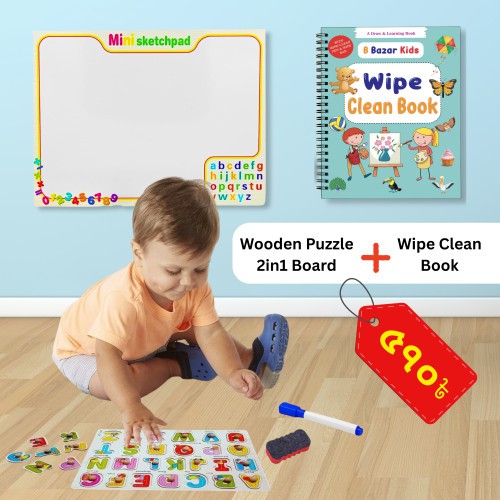 Kids Alphabet Puzzle Wipe board and book combo