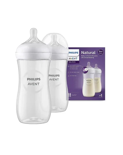 Philips Avent Feeder Natural Response Baby Bottle 3m+ 330ml x2 Plastic Bottle