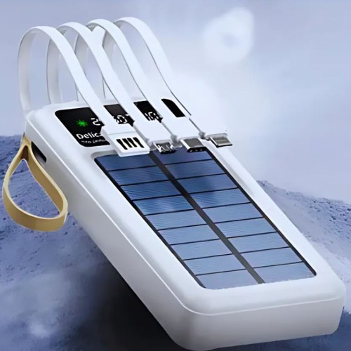 Solar Power Bank Portable Fast Charging With LED Light 4 Built-in cables best price in bd