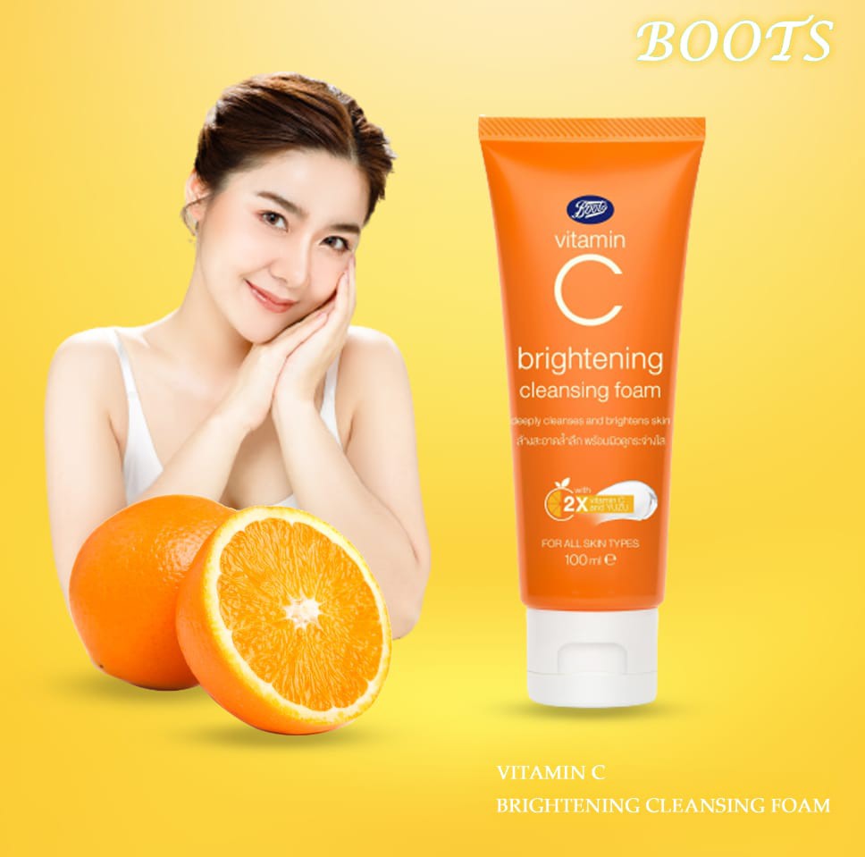 Boots Vitamin C Brightening Cleansing Gel 100ml | Thailand .