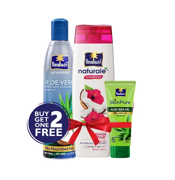 Parachute Hair Oil Advansed Aloe Vera Enriched Coconut 250ml + Parachute Naturale Shampoo Damage Repair 170ml (Free SkinPure Aloe Vera Gel 50g)