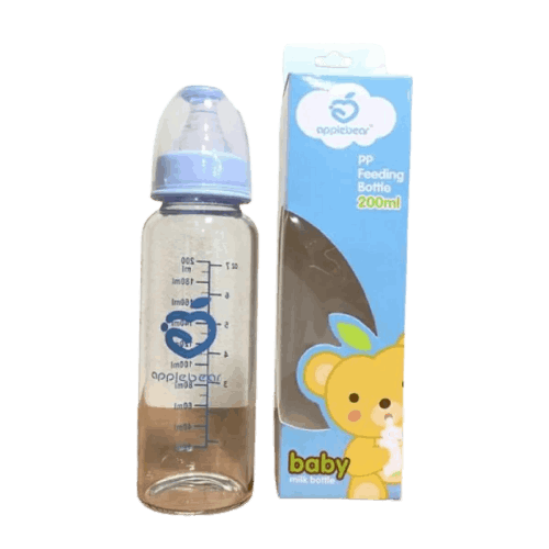Baby Feeder AppleBear PP Feeding Glass Bottle with Silicone Nipple 60ml/ 120ml/ 200ml (Select Size Before Order)
