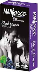 Manforce Wild Condom Black Grapes Flavored 10pcs Pack 3in1 Ribbed-Dotted-Contured Condom (Made in India)