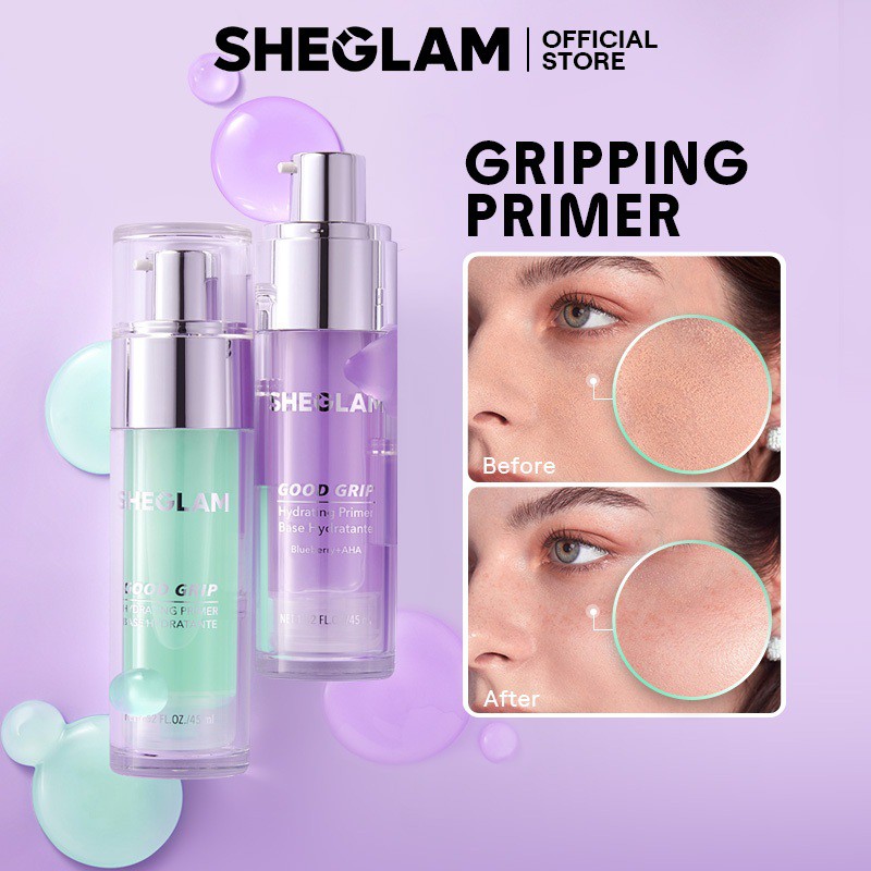 SHEGLAM Good Grip Hydrating Primer Oil 45ml Control Moisturizing Primer Gel Smooth Fine Lines Oil And Silicone-Free Face Primer