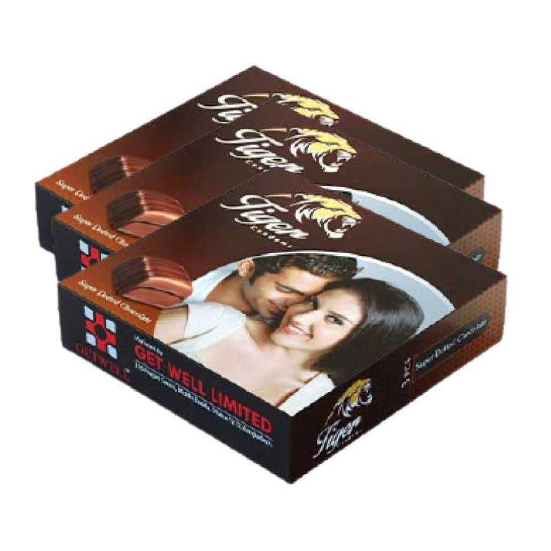 Tiger - Dotted Condoms Chocolate Flavour - Combo Pack - 3 Packs - 3x3=9pcs