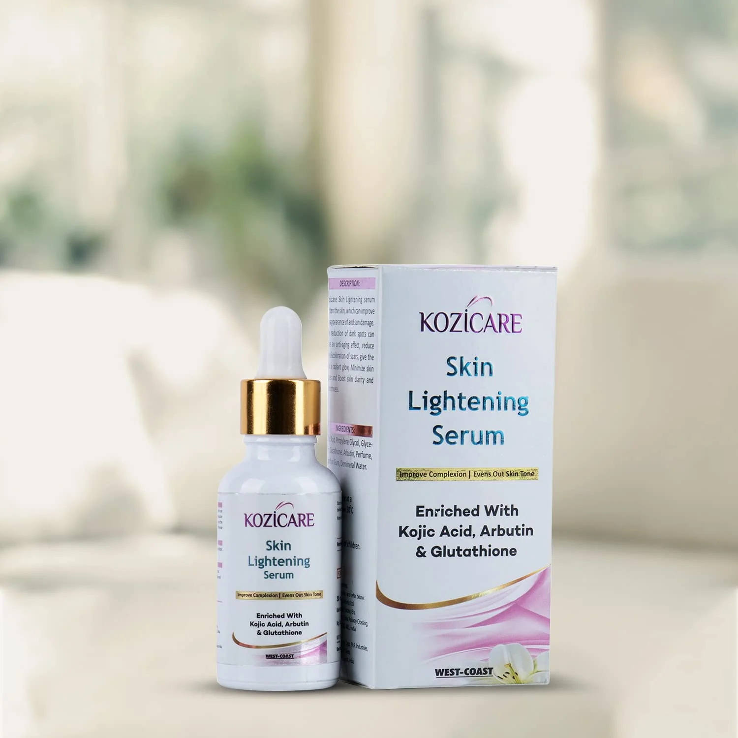 Kozicare Skin Lightening Serum 30ml Enriched With Kojic Acid, Arbutin and Glutathione | Maximum Strength Brightening for Face, Neck & Body ? Dark Spots, Hyperpigmentation