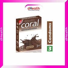 Coral | Chocolate Flavors Lubricated Natural Latex Condom For Men | Single Pack – 3pcs