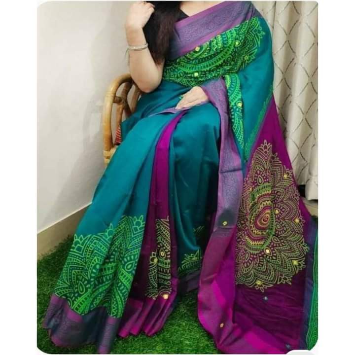 Handprint half silk saree