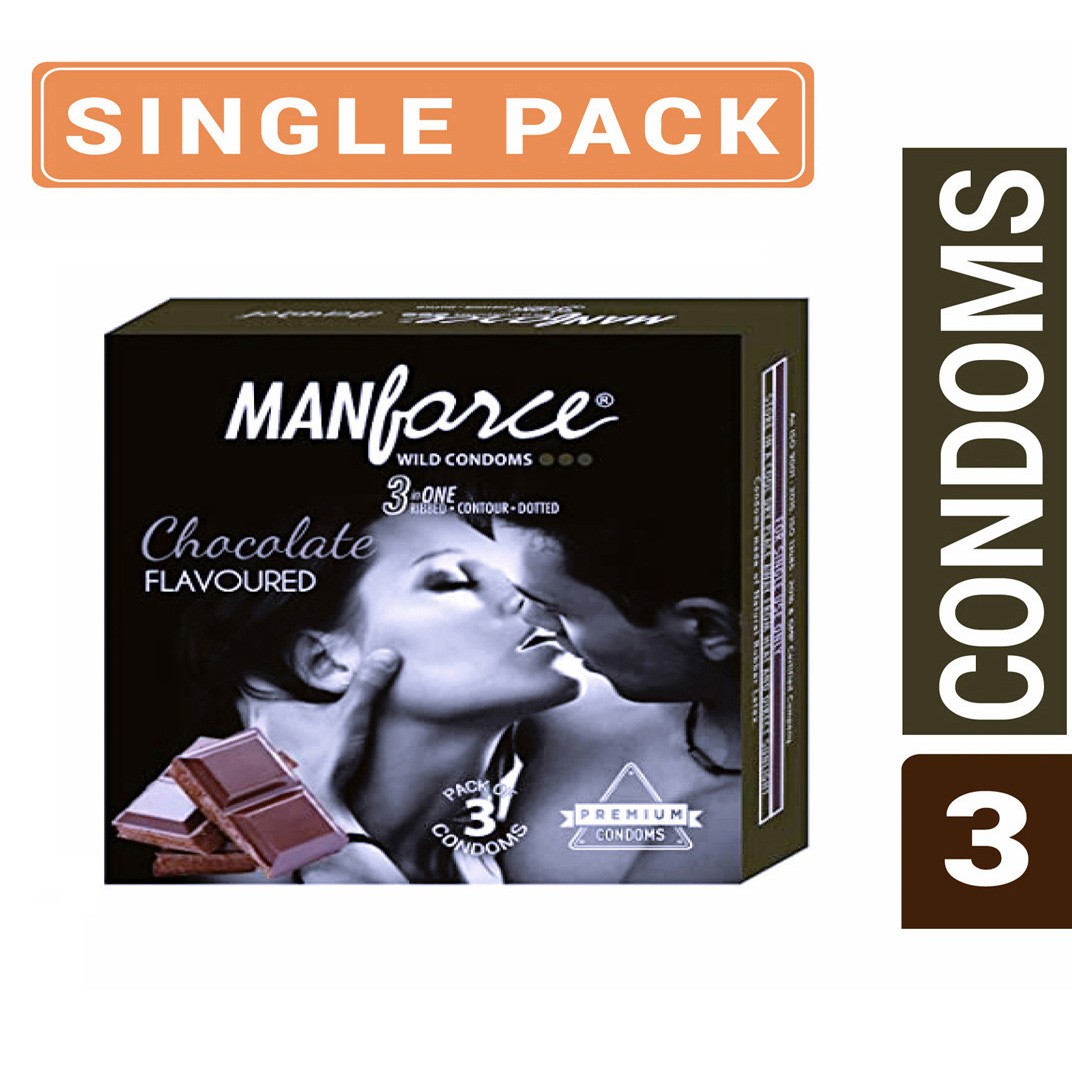 Manforce 3pcs Pack Chocolate/ 1500 Litchi/ Coctail Strawberry/Hazelnut, Stamina Orange, Pineapple/ Strawberry/ Black Grapes/ Game/ Premium Flavor Super Condoms Single Pack - Select Variants & Order