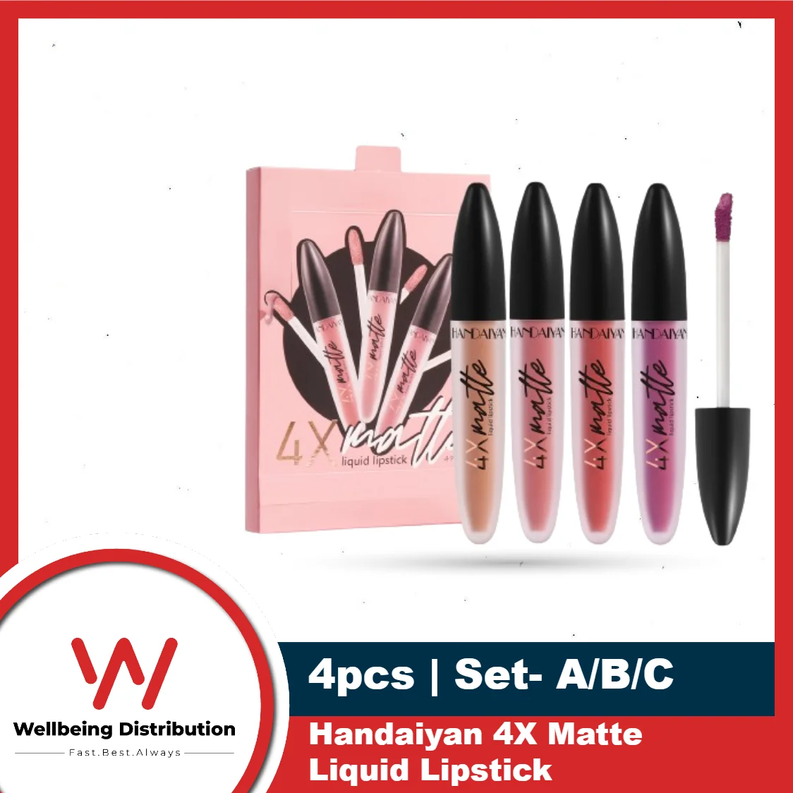 Handaiyan 4X Matte Liquid Lipstick 4pcs Set