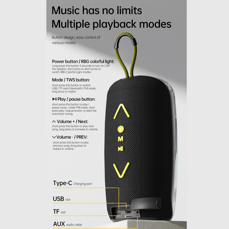 AWEI KA32 Bluetooth Speaker Pairing Music Player Colorful Light