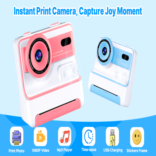Kids Mini Instant Print Camera Dual Lens 2.4 Screen