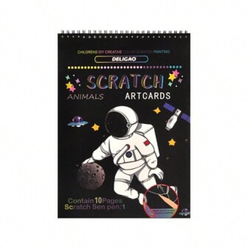 Cartoon Planet Pattern Scratch Book With Scratch Pen, Cute Scratch Paper