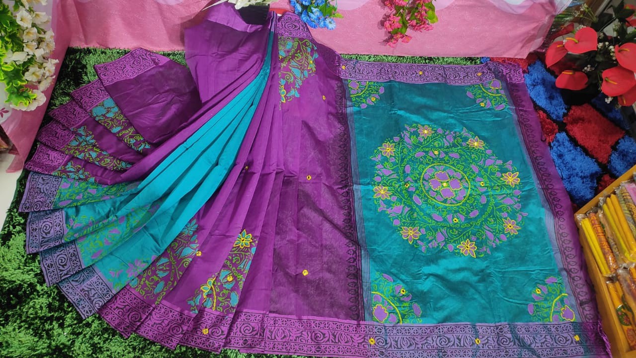 Embroidered Dupion Silk Saree
