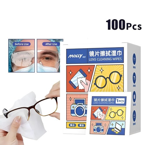 100pcs Lens Cleaning Wipes , Metal Jewelry Wipes, Anti Fog Glasses Wipes, Mobile Phone Screens, and Disposable Eyeglass Cloths