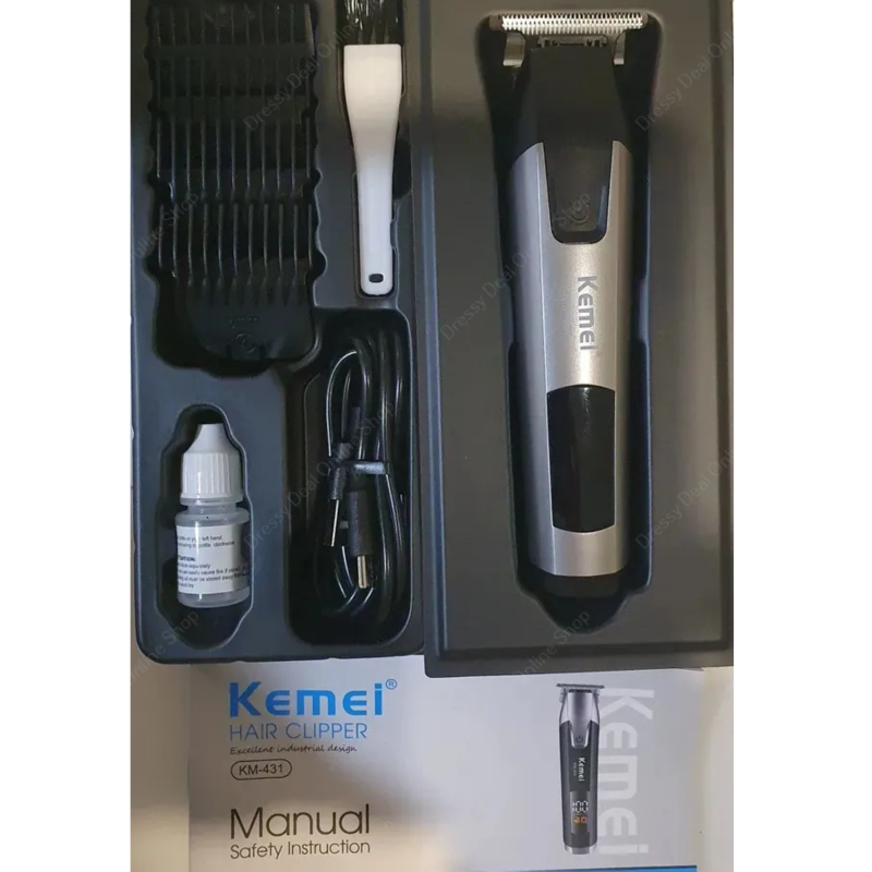 Kemei KM-431 Rechargeable LCD Screen Professional Hair Trimmer for Men