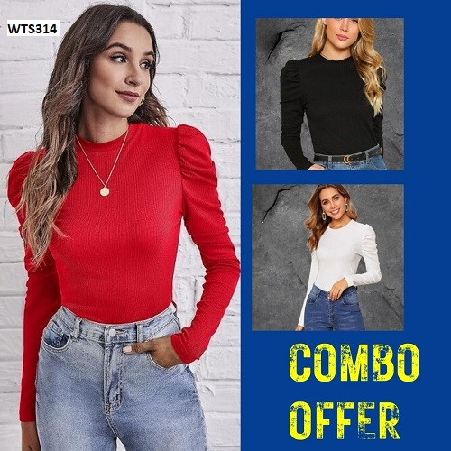 3 Piece Long Sleeve Top Combo For Women