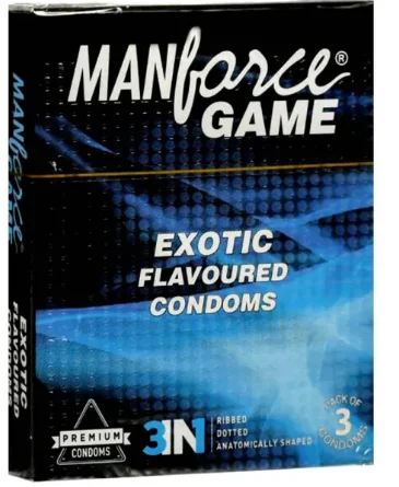 Manforce Game Exotic Flavored Condom Combo Pack 3×3=9pcs 3in1 Ribbed Dotted Anatomically Shaped Condom