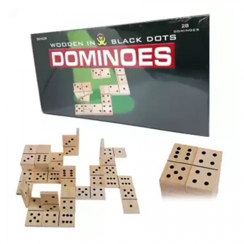 Wooden In Black Dots Dominoes Game – 28 pcs
