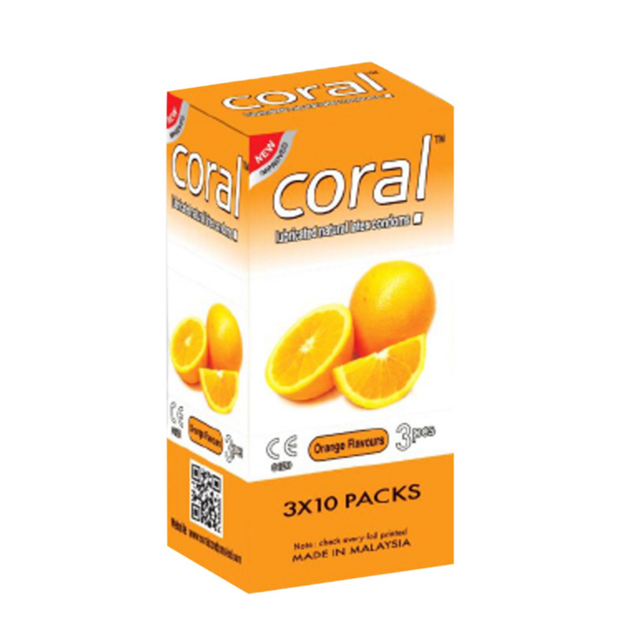 Coral Orange Natural Latex Condom for Men | Full Box 30pcs Condom | Malaysia