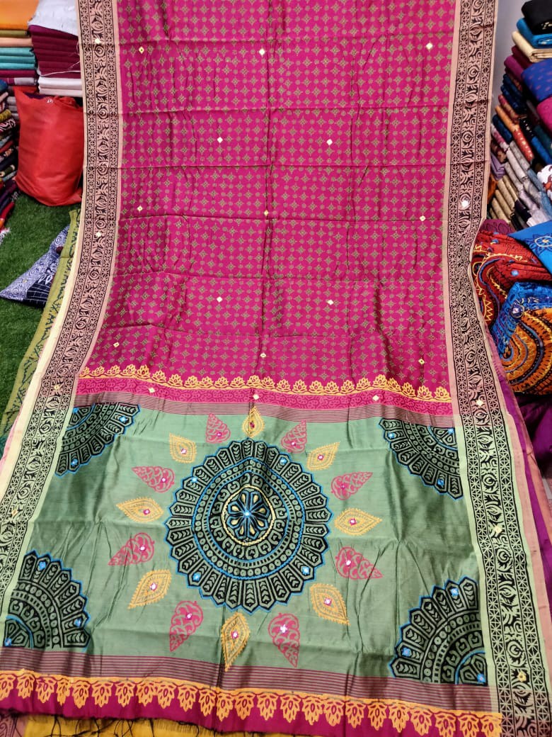 Embroidered Dupion Silk Saree