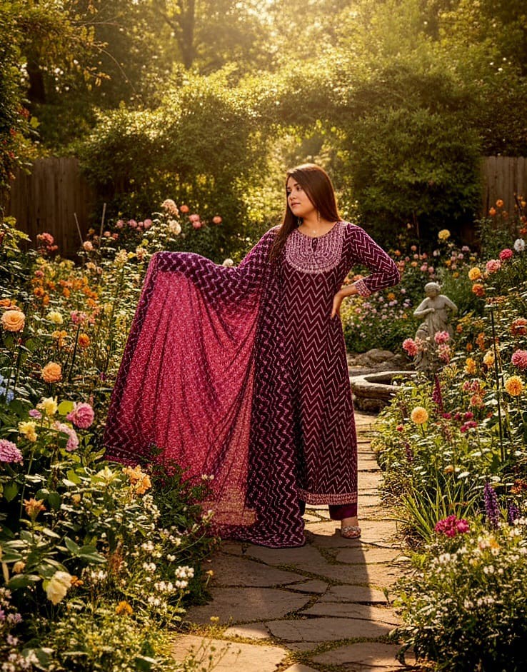 readymade Gown Three Piece