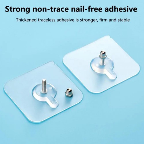 Wall Hooks Adhesive Screws 10 pcs, Transparent Pictures , Picture Hangers, No Drilling, Self-Adhesive Picture Hangers for Pictures, Posters, Photos, Decorative Paintings (6 x 6 cm)